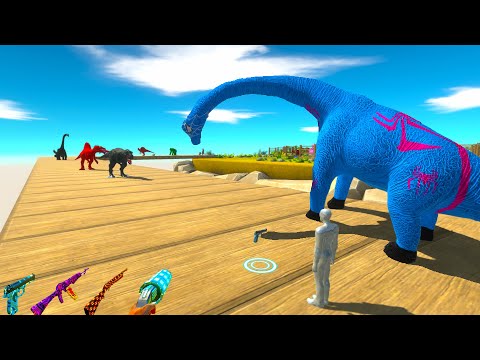 FPS AVATAR vs SPIDERMAN BRACHIOSAURUS RESCUE MISSION DEATH RUN - Animal Revolt Battle Simulator