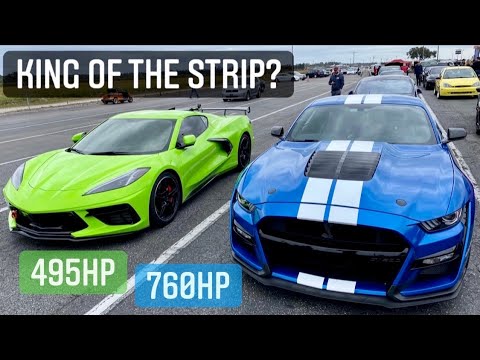 C8 CORVETTE vs GT500 MUSTANG (1/4 Mile Drag Race)