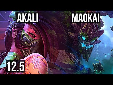 AKALI vs MAOKAI (TOP) | 7/0/6, Godlike, 800K mastery | BR Diamond | 12.5
