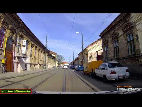 Driving in Timişoara:  Podul Decebal - Modern (following the tram line). Timelapse 1.8x