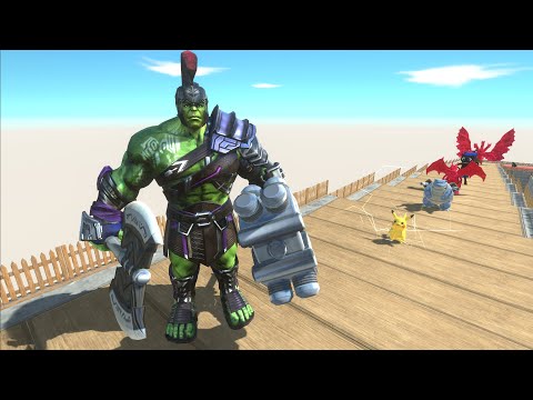GLADIATOR HULK & BATMAN DEATH FALL - Animal Revolt Battle Simulator