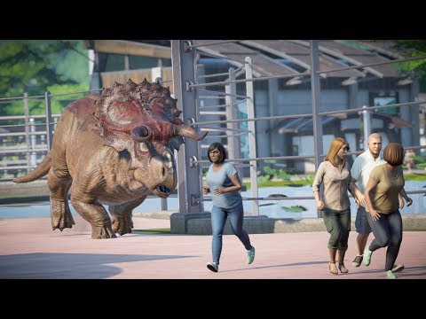 Nasutoceratop & Spinoraptor Breakout & Fight! Jurassic World Evolution