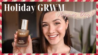 Holiday Makeup Look GRWM | Glowy Winter Makeup Routine + MERIT Beauty Unboxing | Vlogmas Day 11