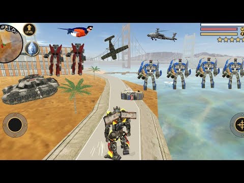 Vegas Crime Simulator (Transformer Fight Huge Robot Car) Transformer Fight on Sea - Gameplay HD