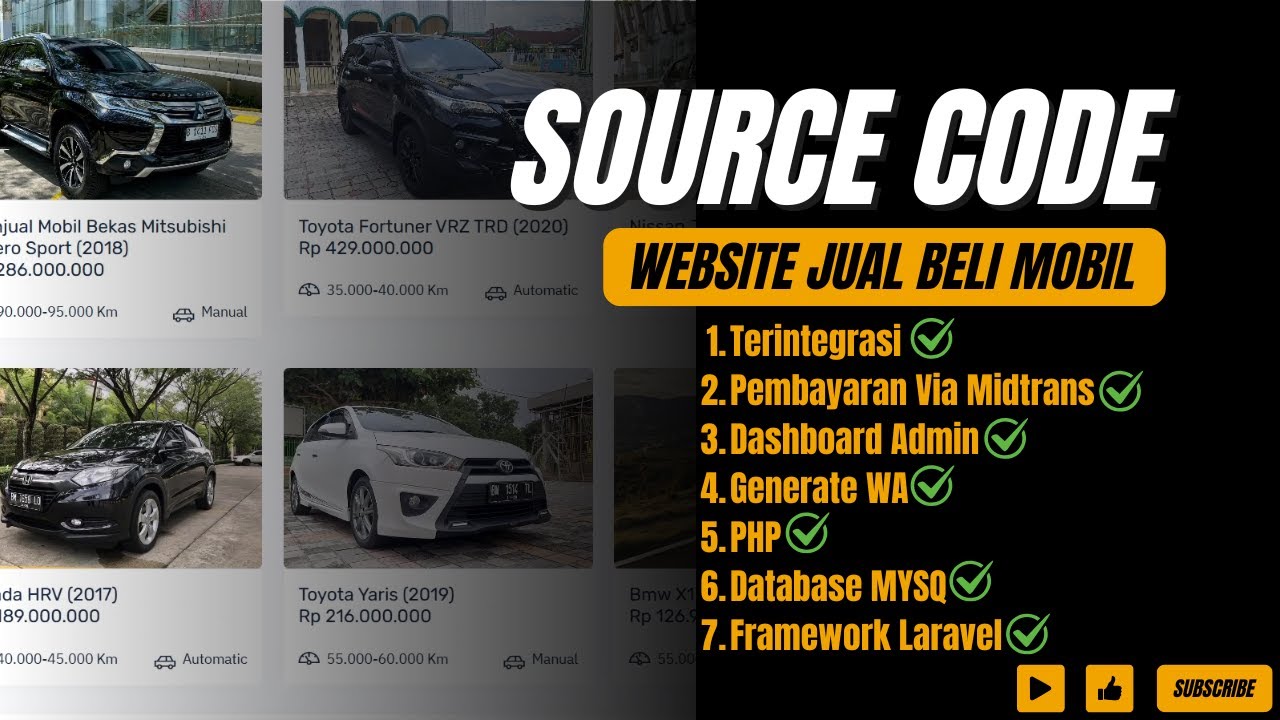 [Source Code] Website jual beli mobil berbasis website - PHP framework LARAVEL