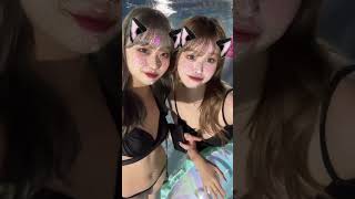 絶対プロフ見ないでよね...#ナイトプール　#水着　#美少女　#JK