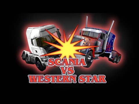 ETS 2 - Scania (Galvatron) VS Western Star (Optimus Prime) - TRANSFORMERS - Peterbilt 389