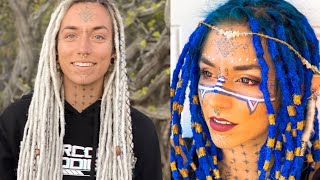 Dreadlock Transformation | White to Blue and Gold