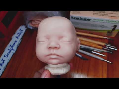 Sculpting a mini Baby Face (Reborn Baby doll) in polymer clay, Baby Daia Timelapse
