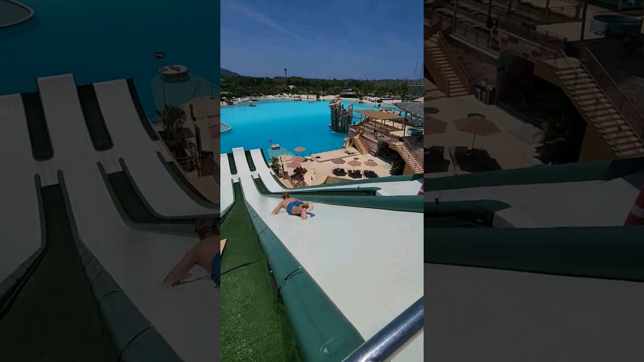Crazy dive from the slide in Water park 😱😅🫣🙏🔥🤙 #bluetree #challenge #pool #flip #phuket #travel