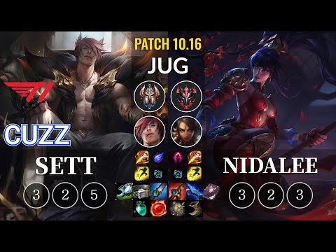 T1 Cuzz Sett vs Nidalee Jungle - KR Patch 10.16