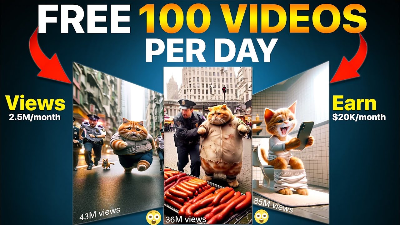 Make $250 Per Day with 100 AI Generated Cat Viral Videos For FREE | YouTube Automation Niches