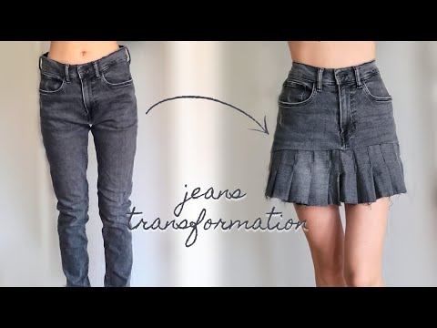 jeans upcycle: DIY pleated skirt Y2K inspired