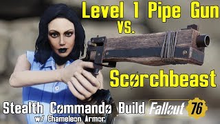 Fallout 76: Killing Scorchbeasts with Level 1 Pipe Rifle - Stealth Commando Build