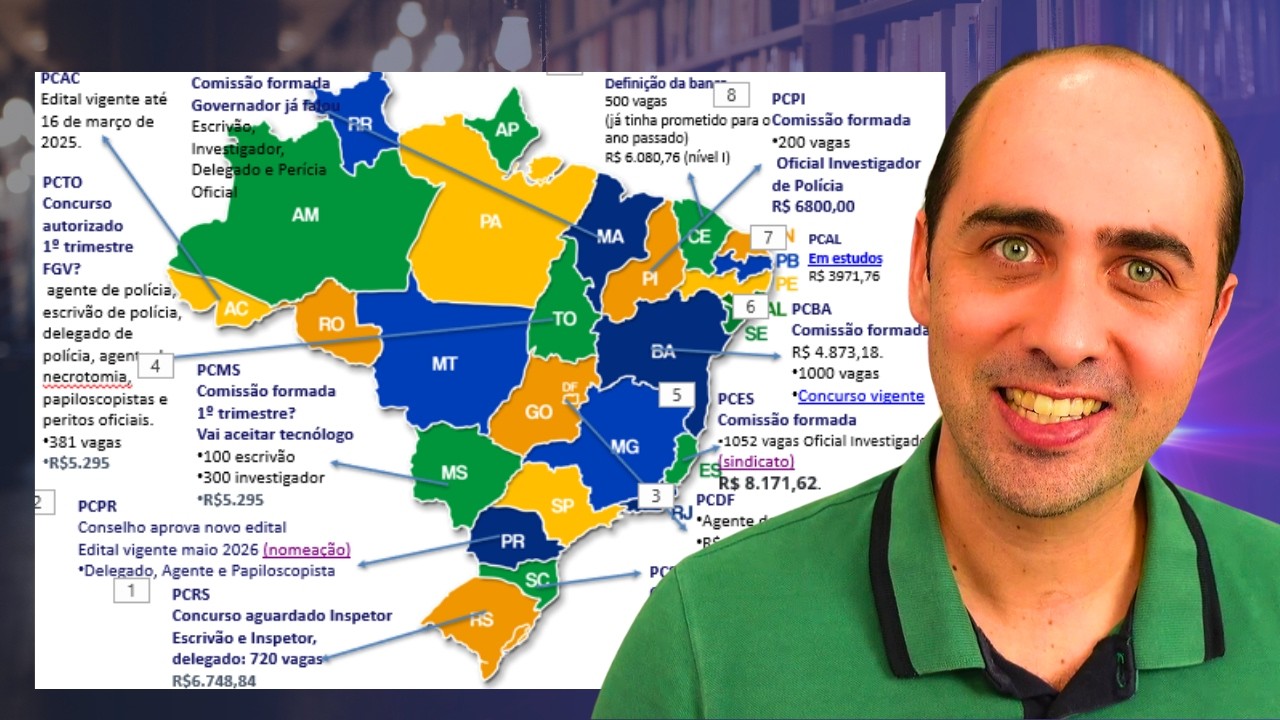 A realidade dos concursos da Polícia Civil por estado em 2025!
