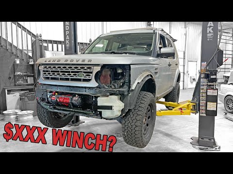 Harbor Freight Hidden Winch on the Land Rover!
