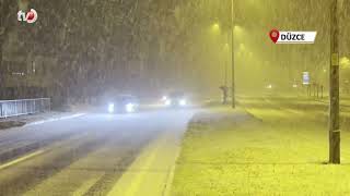 Zonguldak Düzce Yolunda Yoğun Kar Yağışı