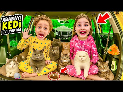 KUZEY ELİF TURNED THE CAR INTO A CAT HOUSE!! ESCAPE FROM MY MOTHER AND FATHER!! OH MY CAT POOPED!!