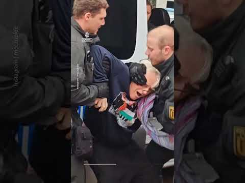Elderly man forcibly detained at Elbit Systems protest in Germany | AJ #shorts