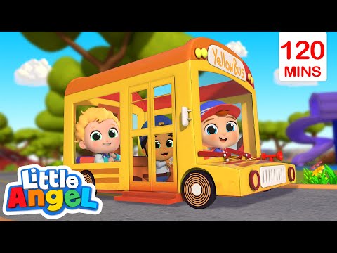 Wheels on the Yellow Bus + BEST of Nursery Rhymes | Little Angel Kids Songs