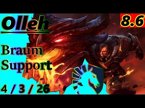 Olleh as Braum Support - S8 Patch 8.6 - NA Challenger - Full Gameplay