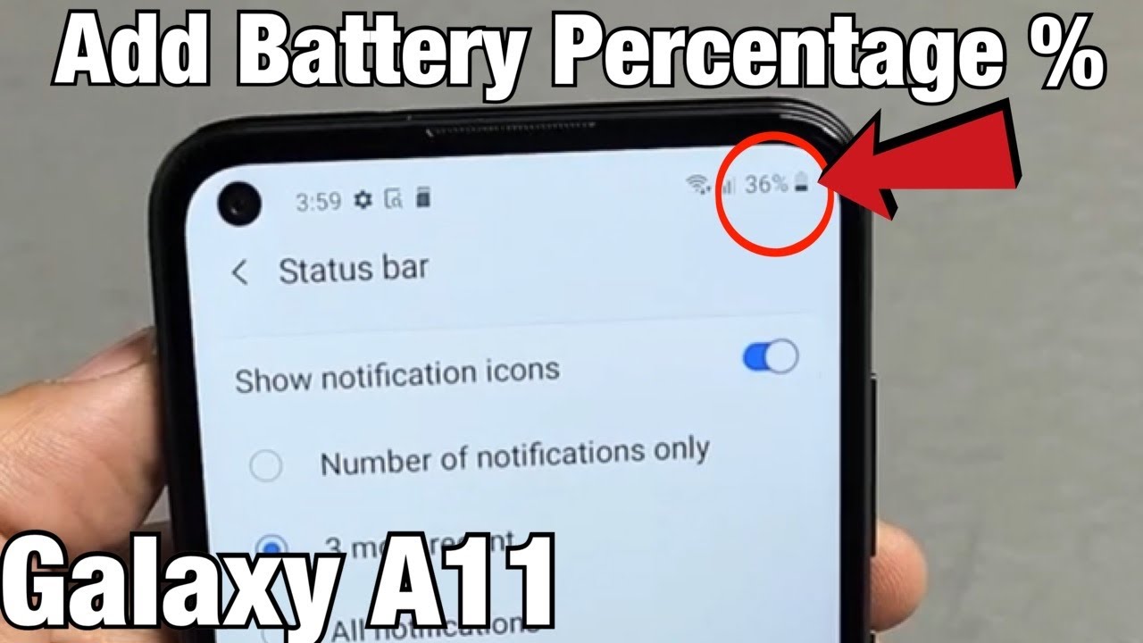 Galaxy A11: How to Add Battery Percentage %