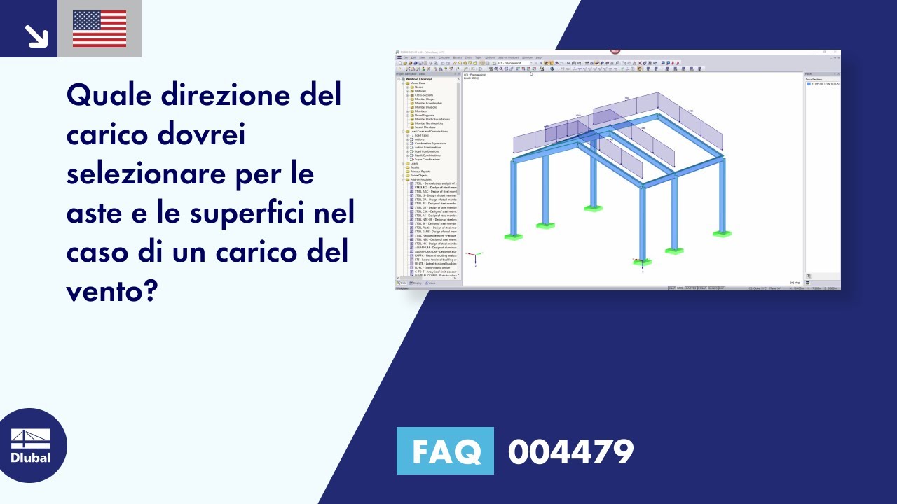 [EN] FAQ 004479 | Quale direzione del carico dovrei selezionare per le aste e le superfici nel caso di un carico del vento?