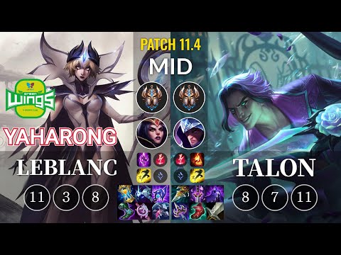 JAG Yaharong LeBlanc vs Talon Mid - KR Patch 11.4