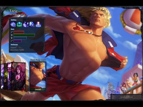 Pool Party Taric Skin Spotlight Gameplay 1080p HD League Of Legends