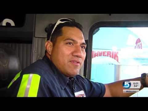 Man captures snowplow going over a cliff on camera