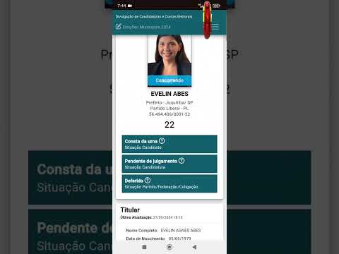 DIA 1 DE OUTUBRO A CANDIDATA EVELIN CONTINUA PENDENTE DE JULGAMENTO SEGUNDO O SITE DO DIVULGACAND