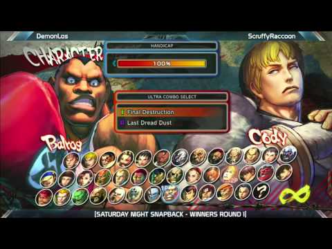 SSF4: DemonLos (Balrog) vs ScruffyRaccoon (Ryu, Cody) - Saturday Night Snapback 6.4