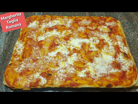 Stesura, cottura e condimento, PIZZA MARGHERITA in teglia Romana.