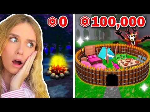 $0 VS $100,000 Robux In 99 Nights In The Forest (Roblox)
