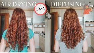Which is better? Air drying vs Diffusing Long Wavy Hair // + how to air dry successfully