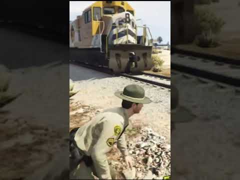 Train runs over 4 officers at once - gta5 #shorts