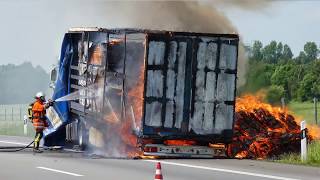 preview picture of video 'LKW brennt auf der A1 bei Hollenstedt - Vollsperrung! (26.05.2014)'