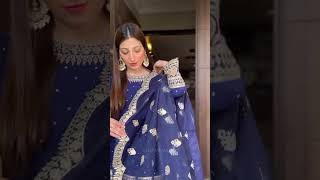 Dark Blue Chiffon Embellished Gharara - Video 3