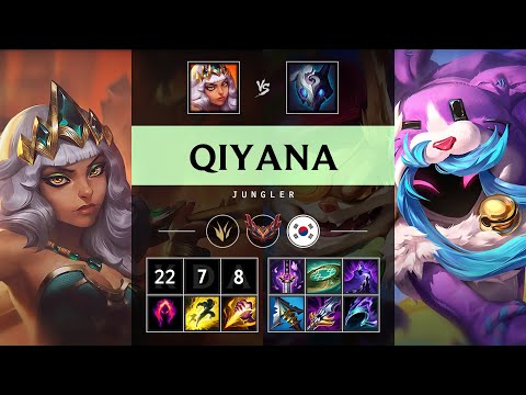Qiyana Jungle vs Kindred: Triple Kill, Legendary - KR Grandmaster Patch 14.21