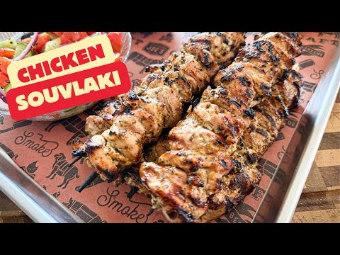 Juicy Grilled Chicken Souvlaki | Easy Greek Chicken Skewers & Side Salad