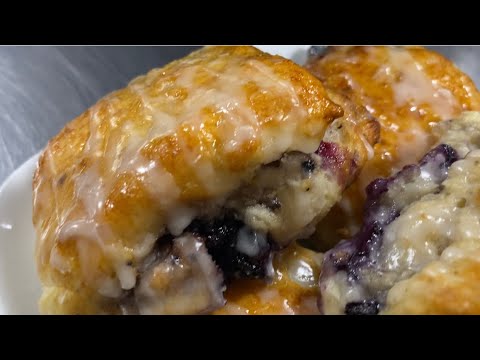 Blueberry Biscuits with Vanilla Glaze!