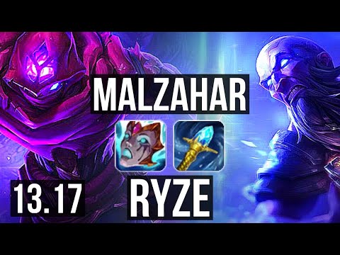 MALZAHAR vs RYZE (MID) | Rank 1 Malz, 3/1/8, 1.8M mastery, 400+ games | JP Grandmaster | 13.17