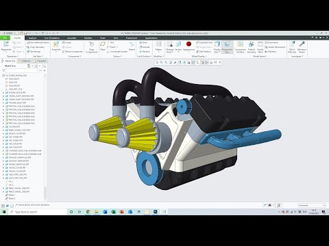 V6 Turbo Engine - Complete CAD Build! PTC CREO Parametric - Solidworks Compatible  - CREO with Chris