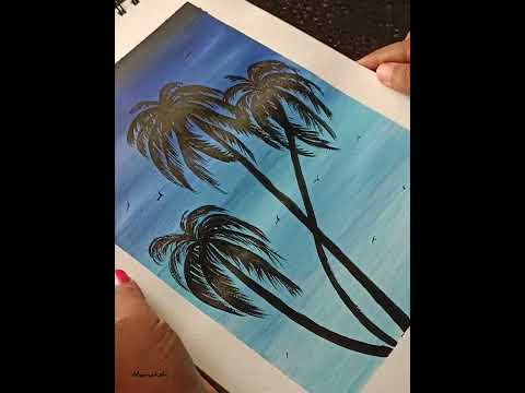 | Simple Acrylic Painting |  step by step  | Blue scenery | only 4 colours |simple and easy |