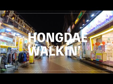 Hongdae caminha em Seul, Coreia do Sul
