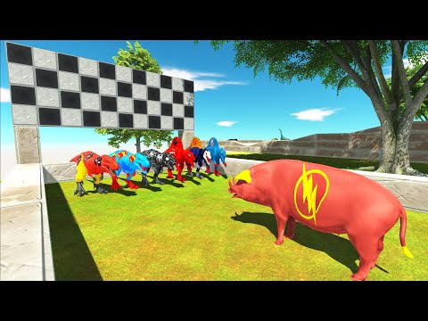 POWER UP SPEED RACE SUPERHERO DINOSAURS V2 - TO GET A FLASH PIG - Animal Revolt Battle