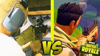 J ai tiré avec les armes de fortnite irl vs in game scar, desert eagle, m16 