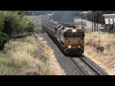 8101-G523-X48 on 1MC6 loaded grain climb out of Stawell. 13-01-19.  15.30.12.