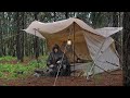 SOLO camping in NON-STOP RAIN [ Relaxing and Recharging, Arriving at night in rain | ASMR ]