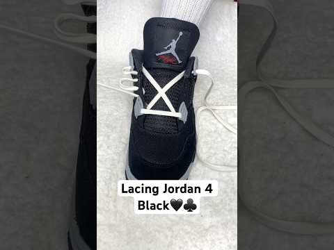 How to lace Jordan 4 Retro Black #lace #shoelace #lacestyles #viral